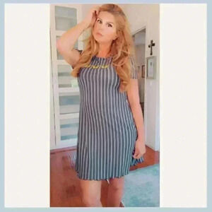 Gray Striped Butterfly Dress Size Large, Vine and Valley Dress